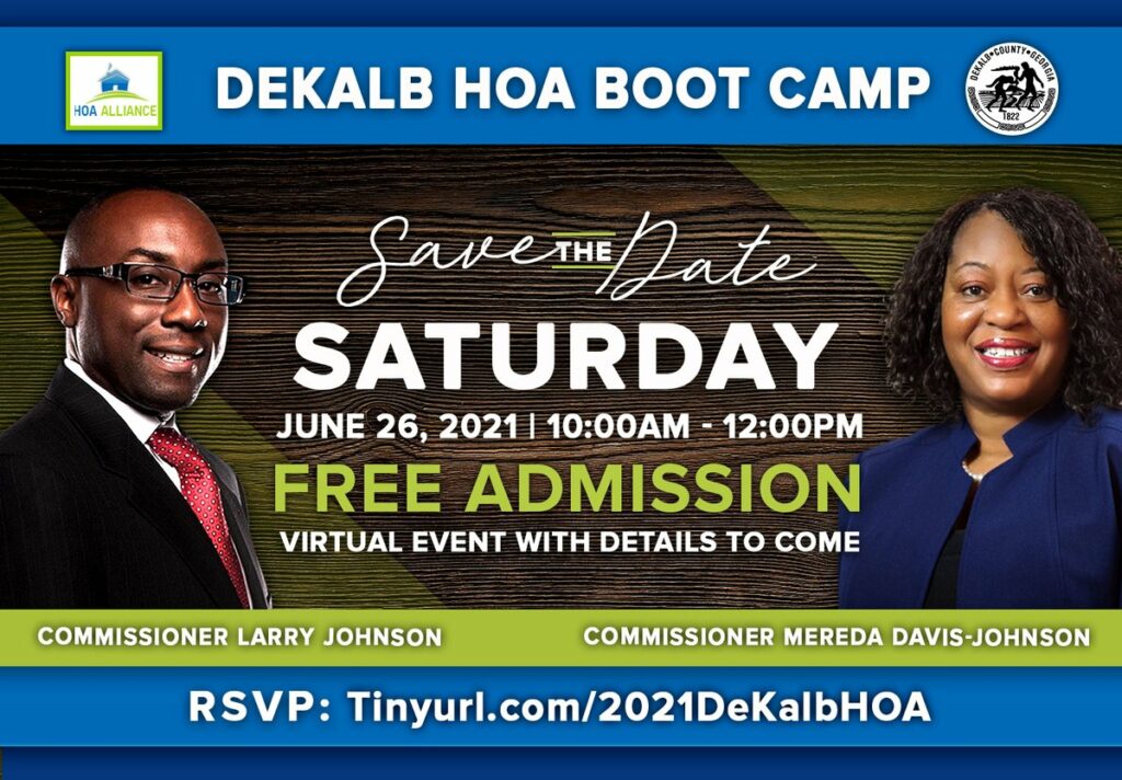 RT @dekalbentertain: Sign up today for the HOA BOOTCAMP hosted by DeKalb County @GaHOAAlliance, Com