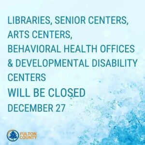 Reposted from @fultongovernmenttv Repost… @fultoninfo Fulton County libraries, arts centers, behavioral health service offices, and centers for adults with developmental disabilities wi…