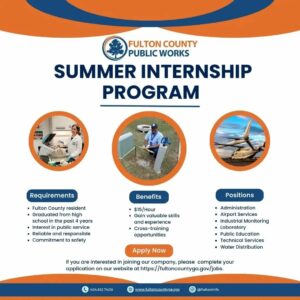 Reposted from @fultoncomm5 and @marvinarringtonjr Fulton County Department of Public Works is Accepting Applications for 2023 Summer Internship Program 

The department is seeking young p…