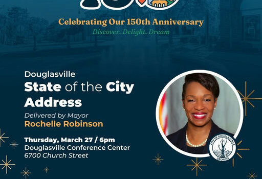 Join the community in celebrating a remarkable milestone at the 2025 State of the City Address in Douglasville. Commemorate 150 years of achievement with the theme "Discover. Delight. Dream!" This event promises to be a highlight of the year, bringing together local leaders and residents. Be part of the celebration by registering now. Click the link in the bio for free registration and ensure a spot at this memorable gathering. #Douglasville #StateOfTheCity #150Years #CelebrateCommunity #DiscoverDelightDream #DouglasCountyChamber #RegisterNow Media Credit: City of Douglasville, GA