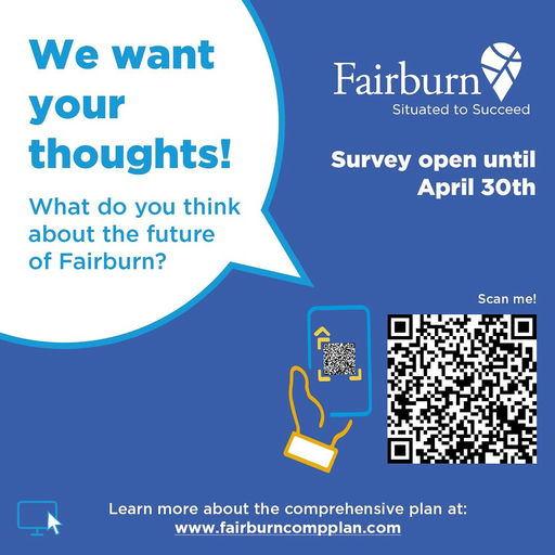Fairburn residents, your voice is essential in shaping the future of the city! Join an Interactive Planning Workshop on April 24 to express your ideas on housing, businesses, parks, and more. If you can't attend in person, take part in the online survey to share what matters most to you. This is a unique opportunity to influence the direction of Fairburn—don’t miss out! To register for the free workshop, visit the event page. For those participating from home, access the survey at www.fairburncompplan.com. #FairburnFuture #YourCityYourVoice #ShapeFairburn Media Credit: City of Fairburn Ga