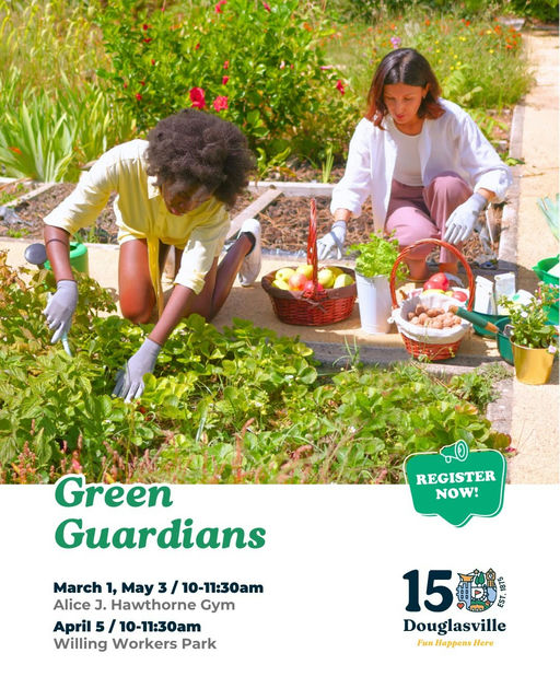 Get ready to make a positive impact on the planet! Join the 2025 Green Guardians and immerse in a hands-on adventure where nature lovers ages 7-17 can plant trees, clean parks, and explore wildlife habitats. This exciting program happens on the first Saturdays of March, April, and May at Hunter Park & Willing Workers. Don't miss out on the chance to contribute to conservation efforts while having fun with like-minded peers. Register for free now through May 3rd to secure a spot. Follow the link in the bio! #GreenGuardians #NatureLovers #Conservation #YouthProgram #Volunteer #PlantTrees #ProtectWildlife #EcoFriendly #OutdoorAdventure #JoinUs Media Credit: City of Douglasville, GA