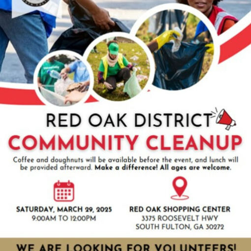 Join the fight for a cleaner community at the Red Oak District Community Cleanup! This is an incredible opportunity to connect with locals, make a positive impact, and beautify Red Oak. Everyone is invited, so rally your friends, family, and neighbors to lend a hand! Enjoy free coffee and doughnuts before kicking off a day of meaningful work, and a complimentary lunch will follow. Mark your calendars for Saturday, March 29, 2025, from 9:00 AM to 12:00 PM at the Red Oak Shopping Center, 3375 Roosevelt Hwy, South Fulton, GA 30272. Registration is easy and free! Sign up now to volunteer at: https://redoakdistrict.kartra.com/survey/communitycleanupvolunteers #RedOakCleanup #Volunteer #CommunityFirst #SouthFulton #MakeADifference #KeepRedOakBeautiful Media Credit: Red Oak District