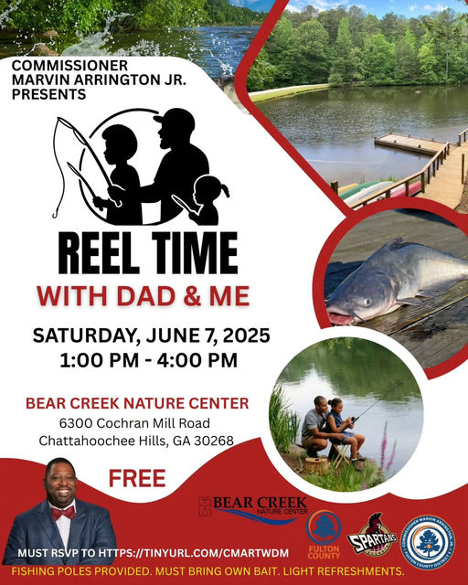Dive into a day of bonding and outdoor fun with Commissioner Marvin S. Arrington, Jr. at the Reel Time with Dad & Me event. Set against the scenic backdrop of Bear Creek Nature Center, this family fishing day is perfect for anglers of all ages seeking relaxation and quality time with loved ones. Commissioner Arrington invites families to enjoy an afternoon filled with fishing and fellowship, celebrating the vital role of fathers in children's lives. This special event offers a unique chance to explore one of Fulton County's natural treasures while creating lasting memories. Mark your calendars for Saturday, June 7, 2025, from 1 p.m. to 4 p.m., and bring your bait to make the most of the day. Fishing poles and light refreshments will be provided. Secure your spot by RSVPing today at https://tinyurl.com/CMARTWDM. #FishingFun #FamilyBonding #ReelTime #FathersDayEvent #BearCreekNatureCenter #OutdoorAdventures Media Credit: Commissioner Marvin S. Arrington, Jr