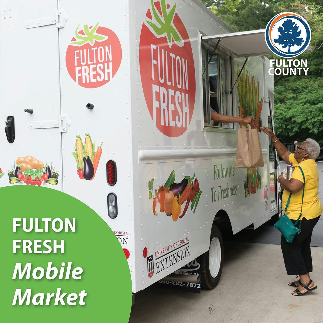This summer, enjoy the freshest fruits at the Fulton Fresh Mobile Market! Visit local churches every Tuesday to Thursday for delightful selections that are sure to satisfy! 🍑Tuesdays 10 a.m. Providence Missionary Baptist Church of Atlanta 1 p.m. St. Paul’s Episcopal Church 🍌Wednesdays 10 a.m. St. Mark AME Church 1 p.m. Allen Temple AME Church 🍎Thursdays 10 a.m. Welcome All Recreation Center 1 p.m. West End Family Life and Community Center More info: https://bit.ly/3FtF2rf