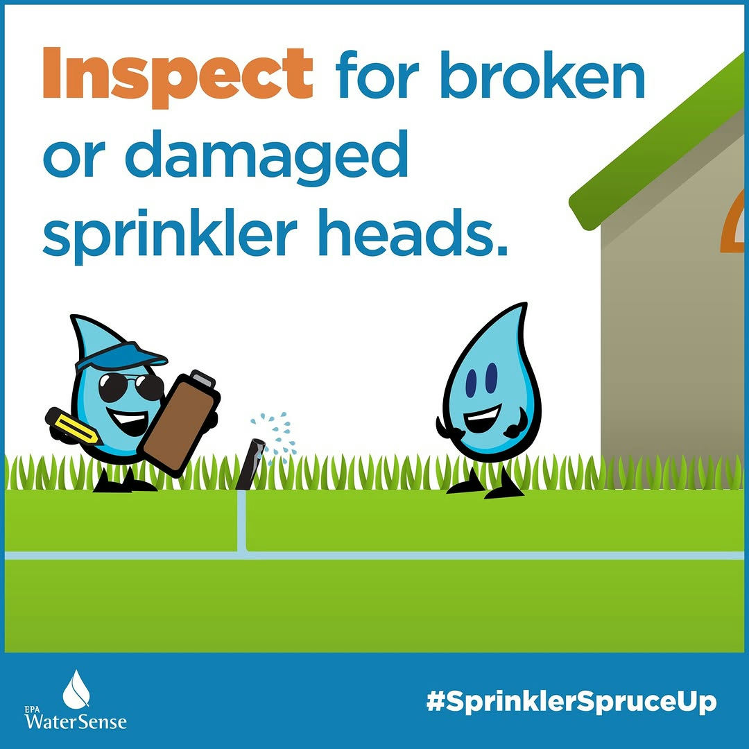 Getting your irrigation system up and running for the season? Be sure to do a Sprinkler Spruce-Up to prevent water waste and make sure your plants are getting the full benefit. All you have to do is Inspect, Connect, Direct, and Select! Get more information on outdoor conservation at https://fultoncountyga.gov/Services/Water-Services/Water-Conservation
