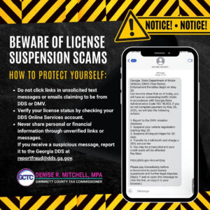 Please be advised that text messages claiming to be notices from the Department of Motor Vehicles (DMV) have been identified as fraudulent. These messages threaten license suspensions as a result of unpaid parking tickets and instruct users to pay via a fake website. This is not legitimate communication from the Department of Driver Services (DDS) or DMV. Do NOT click any links or provide personal information.