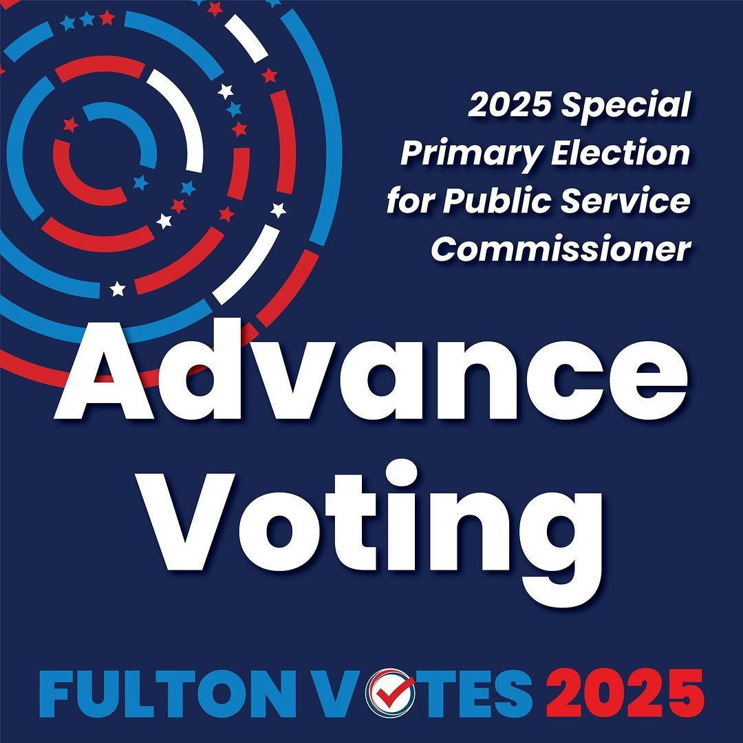 Skip the lines and vote early for the June 17 Special Primary now, through Friday, June 13 at any of 18 Advance Voting locations. 📅 Monday through Friday: 9 a.m. to 6 p.m. 📅 Saturdays: 9 a.m. through 5 p.m. More info at fultoncountyga.gov/voteearly or on the Fulton Votes app. #FultonVotes #VoteEarly