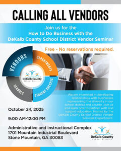 Calling all vendors! Tomorrow is the day to make a significant impact in education at the 'How to Do Business with DCSD' Vendor Seminar. Join us on Friday, Oct. 24, 2025, from 9 AM to 12 PM at 1701 Mountain Industrial Blvd, Stone Mountain, GA 30083. This FREE event doesn’t require reservations, so bring your ideas and learn how your business can collaborate with @DeKalbSchools to enhance student success in our community. Media Credit: DeKalb County Schools, GA
