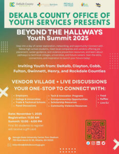 Team Commissioner Ted Terry is happy to share an opportunity for DeKalb County’s youth this Saturday, November 1st. Through partnerships and evidence-based designs rooted in human development, the DeKalb County Office of Youth Services delivers leadership development, mentorship, arts and entertainment, technology and problem-solving, violence prevention, entrepreneurship, and civic engagement. To learn more about their programs, visit www.dekalbcountyga.gov/youth-services/welcome Media Credit: Commissioner Ted Terry