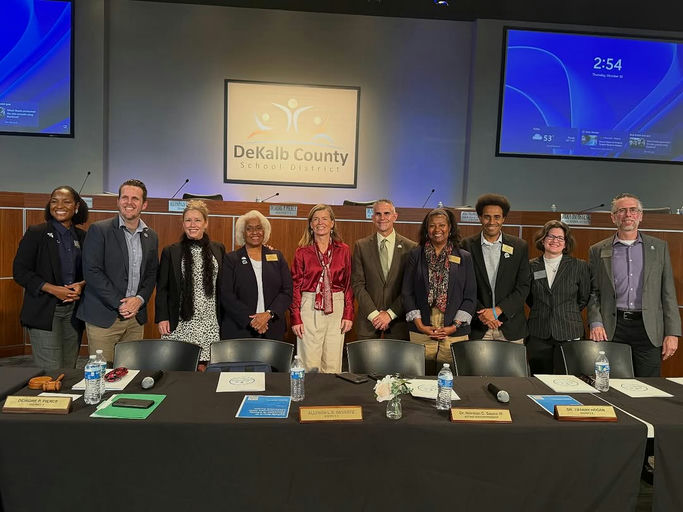 Commissioner Spears, along with Commissioners Terry and Bolton, met with members of the DeKalb County School Board for a second joint meeting of the year between the DeKalb Board of Commissioners and DeKalb School Board — focused on strengthening collaboration and align resources to better serve DeKalb’s students and families. Today’s small group discussions centered on: 📘 Student Safety & Wellness 💼 Workforce DeKalb & Pathway Opportunities 🏫 Infrastructure, Land & Facility Use Participants included School Board Chair Deidre Pierce, Vice-Chair Allyson Gevertz, members Andrew B. Ziffer, Whitney McGinniss, Dr. Tiffany Hogan, Diijon DaCosta Sr., and Awet Eyasu, along with Acting Superintendent Dr. Norman C. Sauce III. DeKalb County COO Zach Williams also joined the conversation. Representing DeKalb Schools were Chief of Police Tracy Whaley, Director of CTAE Doryiane Gunter, and COO Erick Hofstetter. Discussions were facilitated by Jennifer Caracciolo, Interim Chief, CEIP. Commissioner Spears shared: “While many things may change around us, one constant remains — our students are still attending school each and every day. It’s on all of us to ensure our decisions today help build a stronger, safer, and more equitable future for every child and family in DeKalb County.” Media Credit: Commissioner Michelle Long Spears
