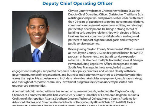 Clayton County welcomes Christopher Williams Sr. as the Deputy Chief Operating Officer. #ClaytonConnected Media Credit: Clayton County GA
