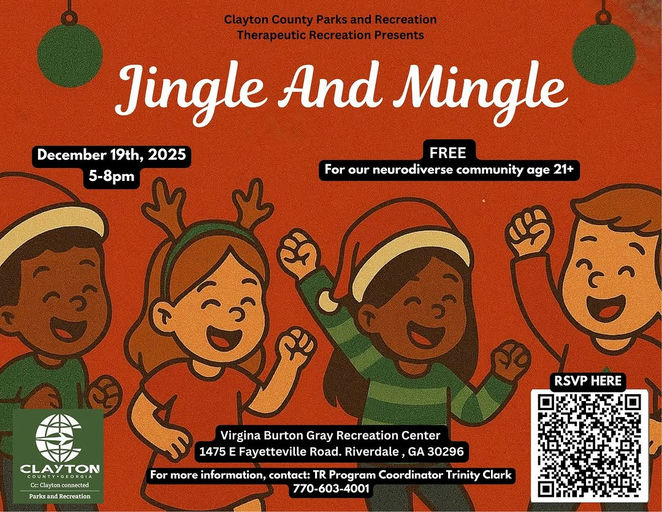 Join Clayton County Parks and Recreation for an exciting evening designed specifically for the neurodiverse community ages 21 and older. Celebrate the holiday season with music, joy, and the warmth of community at the Jim Huie Recreation Center. This festive event promises a welcoming atmosphere where everyone can enjoy great company and uplifting sounds. Mark your calendars for Friday, December 19, 2025, from 5:00 p.m. to 8:00 p.m. at 1475 E Fayetteville Rd, Riverdale, GA 30296. Make sure to register and be part of this wonderful gathering! Media Credit: Clayton County GA