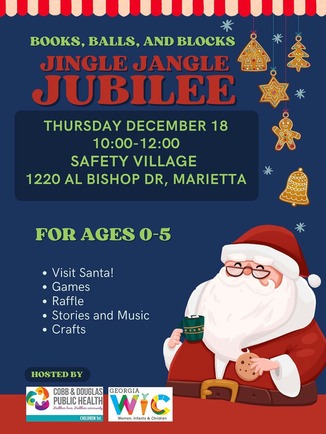 Join the Jingle Jangle Jubilee for a joyful morning filled with delightful activities! From 10 a.m. to noon, families are invited to the Cobb Safety Village at 1220 Al Bishop Drive, Marietta. Little ones, ages 0-5, can enjoy Books, Balls & Blocks activities, meet Santa, play games, and engage in fun crafts. This autism-friendly event promotes important milestone awareness through the "Learn the Signs. Act Early." initiative. Make unforgettable memories with stories and music alongside other families in the community!