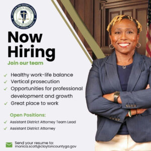 Are you ready to embrace a new challenge? Join a dynamic team dedicated to justice and make a meaningful impact in Clayton County. We are currently looking for passionate prosecutors to take on the role of Assistant District Attorney Team Lead, as well as additional Assistant District Attorneys. These positions are available at both the state and county levels, offering a unique opportunity for career growth. Bring your expertise and commitment to public service to our community and be part of a team that strives for excellence. Email your cover letter and resume to Monica.Scott@claytoncountyga.gov. #ClaytonConnected