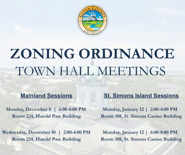 Join the conversation and take part in shaping Glynn County's future! The Planning & Zoning Department is hosting vital town hall sessions tonight and on upcoming dates, where residents can learn about significant updates to zoning ordinances and subdivision regulations. An opportunity to voice opinions, understand changes, and engage with planning officials awaits. This is an essential event for anyone invested in the community's development and future. Don't miss your chance to contribute to the conversation regarding proposed changes in your area! Stay informed, stay engaged! Media Credit: Glynn County GA