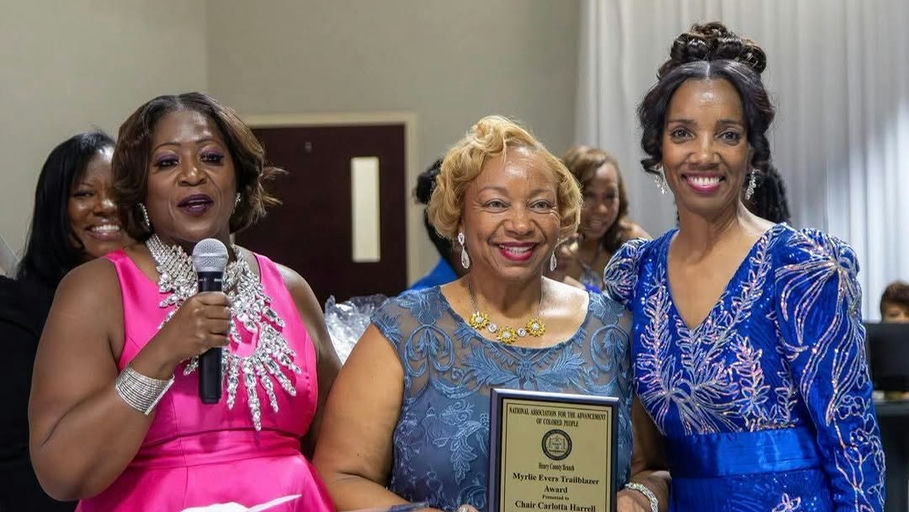 Celebrating the remarkable achievements of Chairwoman Carlotta Harrell and Sheriff Reginald B. Scandrett at the Henry County NAACP Gala. Chairwoman Harrell has been awarded the Myrlie Evers Trailblazer Award for her dedicated public service and visionary leadership. Sheriff Scandrett, a pioneering figure as the county’s first African-American Sheriff, received the Medgar Evers Vanguard of Justice Award, highlighting his innovative commitment to community safety. These awards underscore the profound impact of their work on justice and equality. The evening was enriched by inspiring speeches, especially from Congresswoman Maxine Waters, reminding all attendees of the power of unity and voting. A heartfelt congratulations to all honorees for their contributions to a brighter future. Media Credit: Henry County