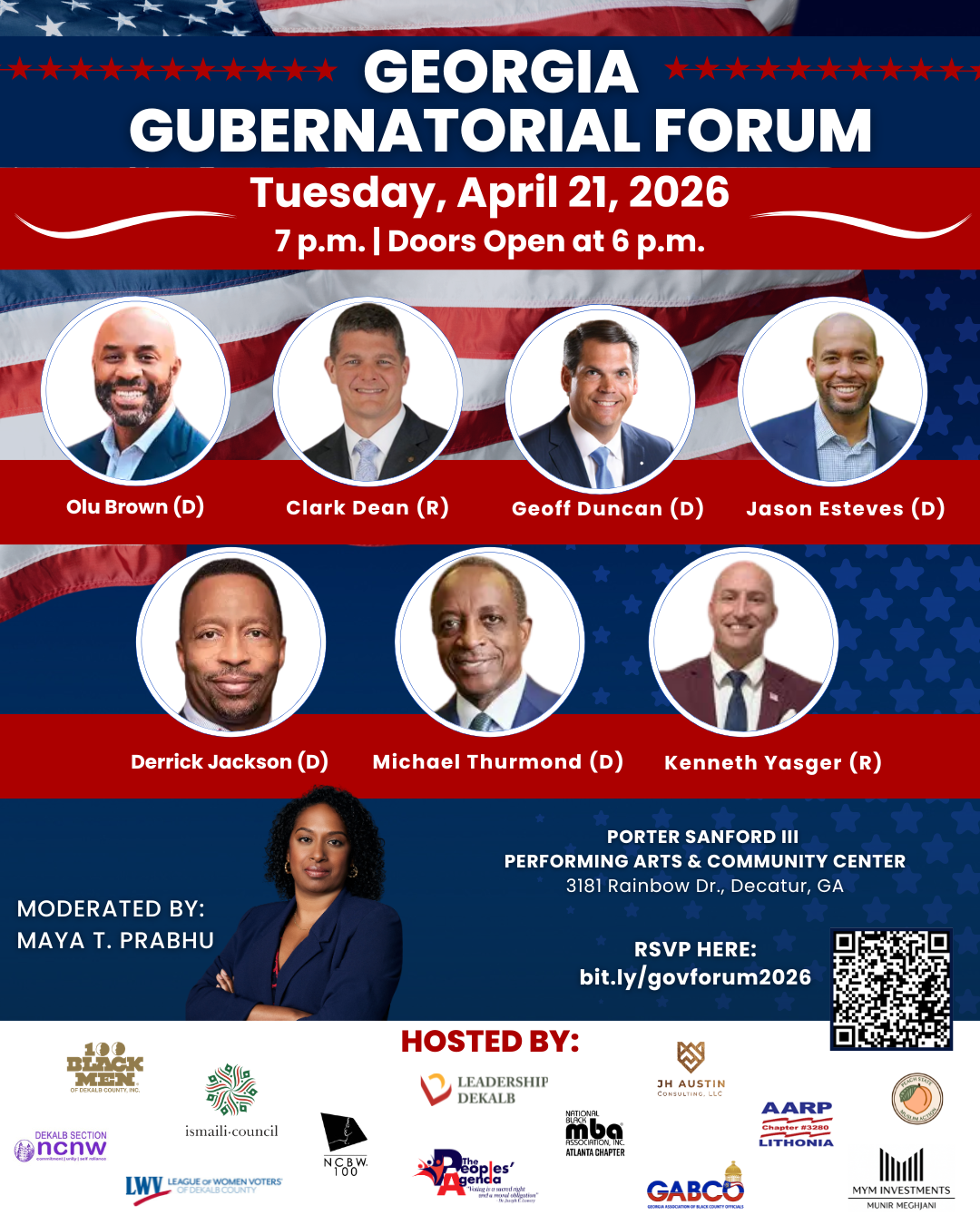 Georgia Gubernatorial Forum — Tuesday, April 21, 2026 at Porter Sanford III Performing Arts & Community Center