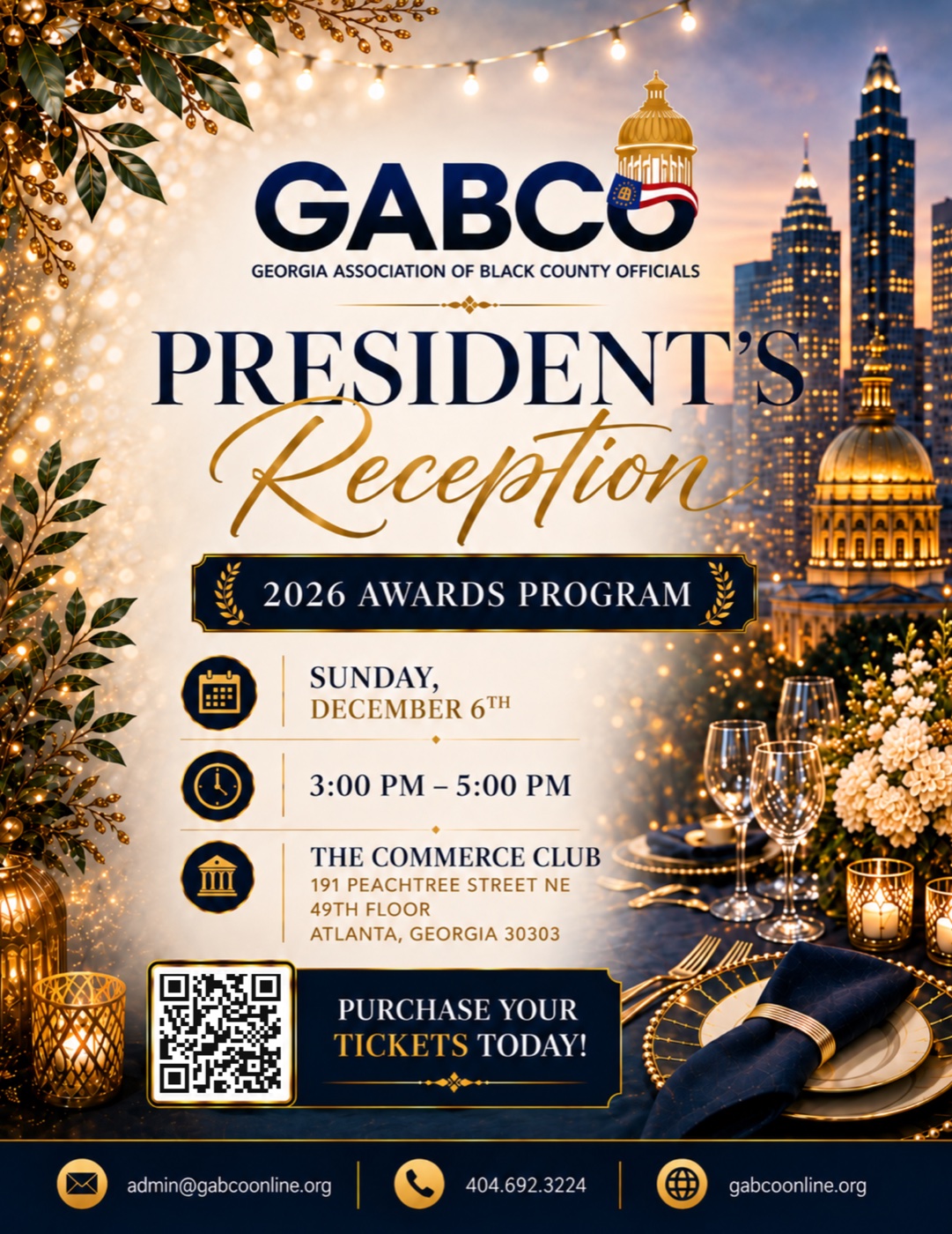 Official event artwork for the 2026 GABCO President's Reception and Awards Program